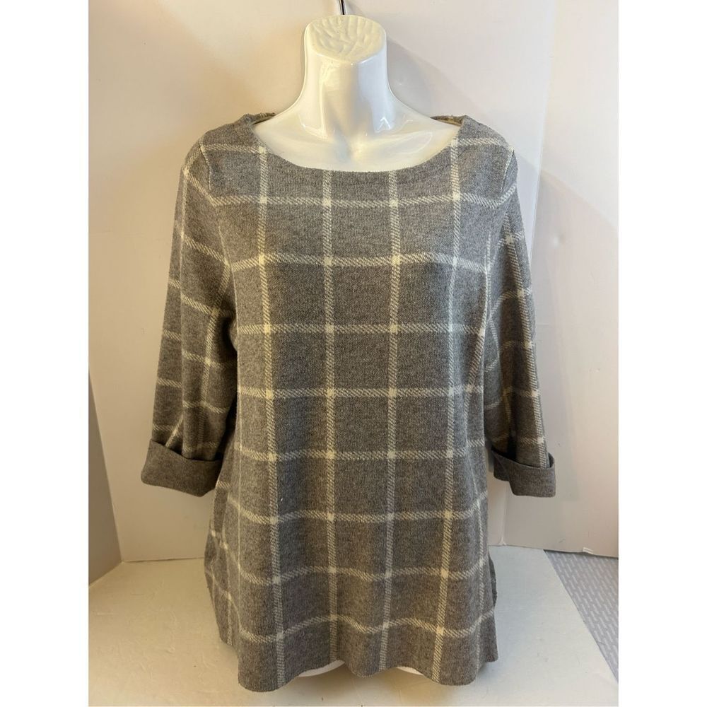 Cynthia Rowley woman plus sweater 1x gray white business‎ casual professional